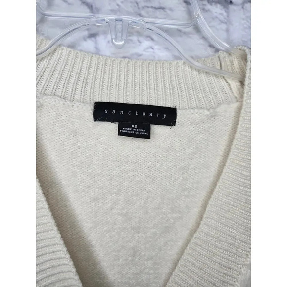 Sanctuary Eyelash Cardigan Cream Fuzzy Super Soft XS Crop Boxy - Picture 5 of 10